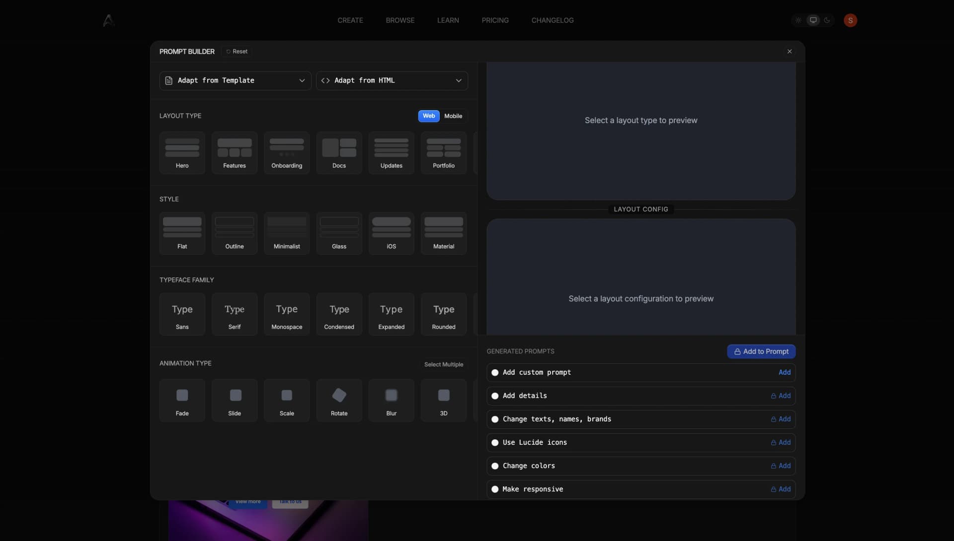 Use the prompt builder to craft stunning, AI-generated designs effortlessly.