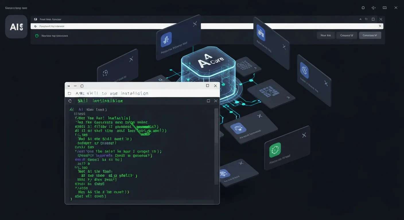 Installing a skill takes a single command — the agent gains the capability instantly