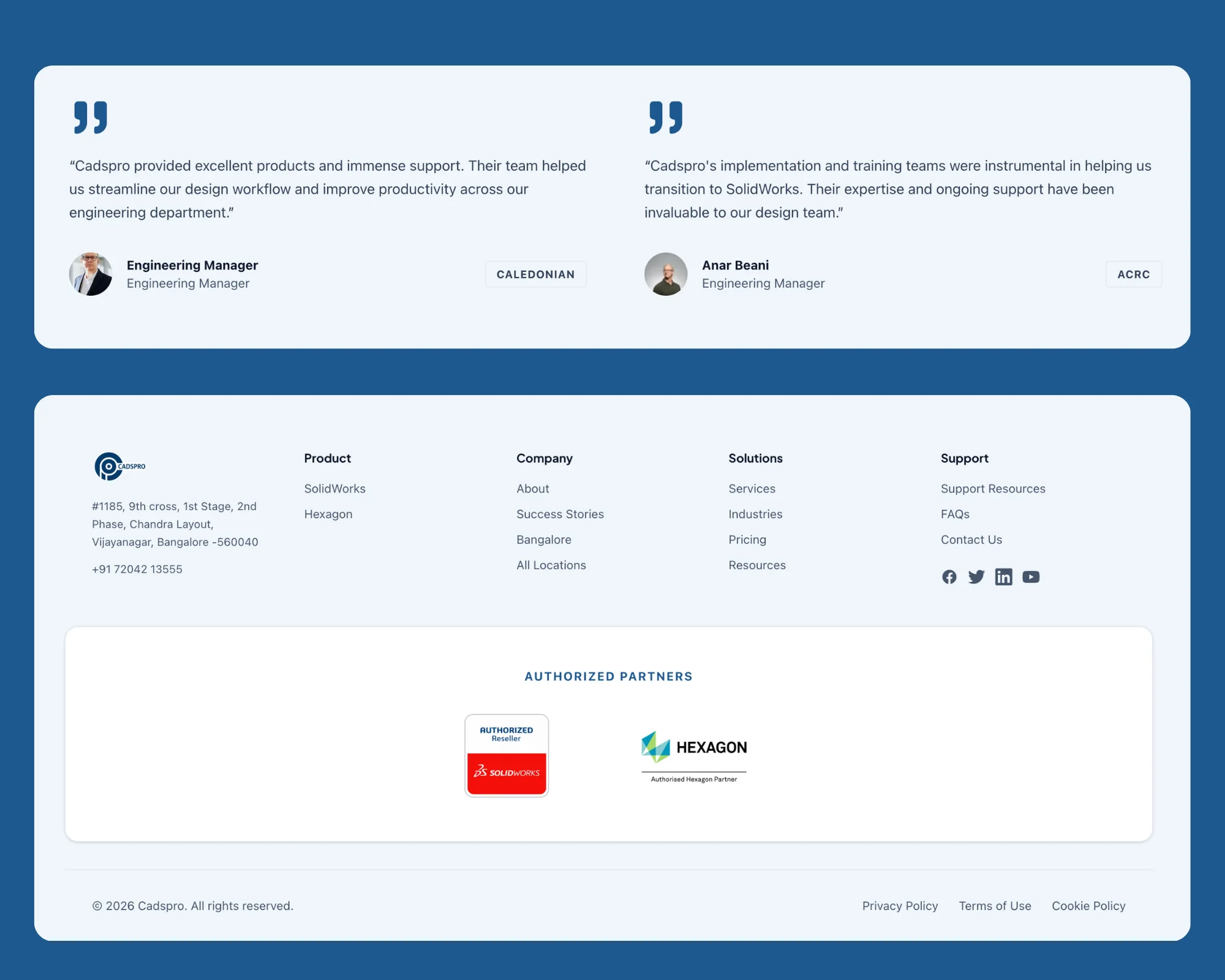 CADSPro product and services sections