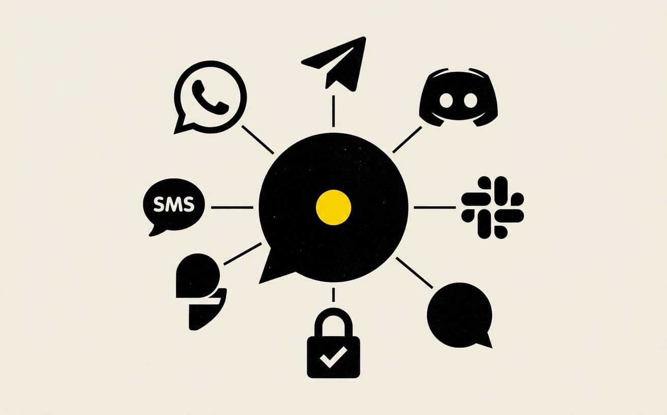 Same agent, every messaging app you already use. No new UI to learn — just a new contact.